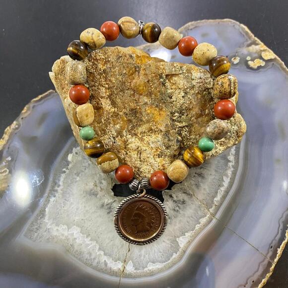 Carolyn Pollack Sterling Multi Gemstone Earth Tones Stretch Bracelet For Women - Picture 3 of 10